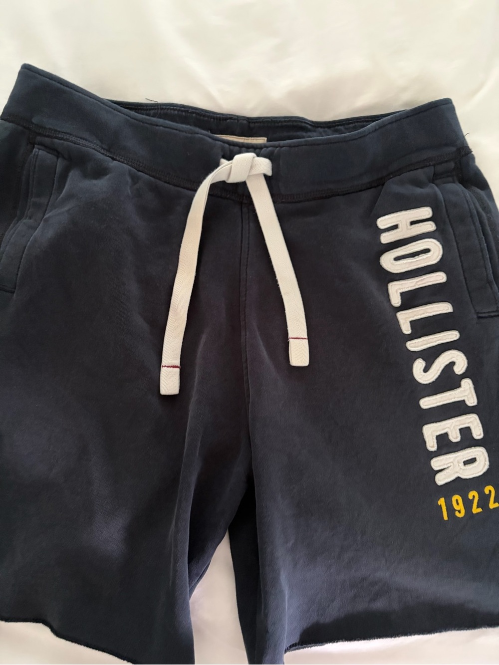 Hollister Mens Navy Shorts with White Drawstring
